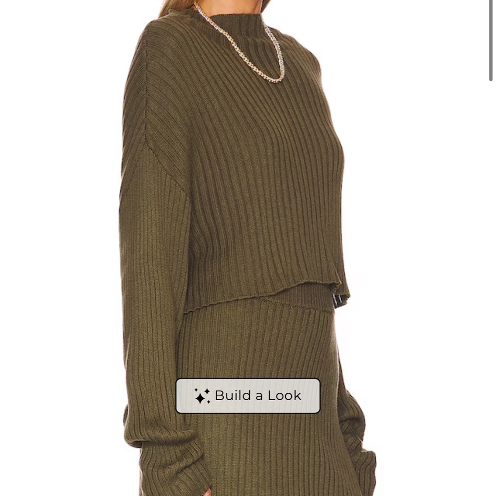 Bobi Olive Ribbed Knit Top - Picture 2 of 5